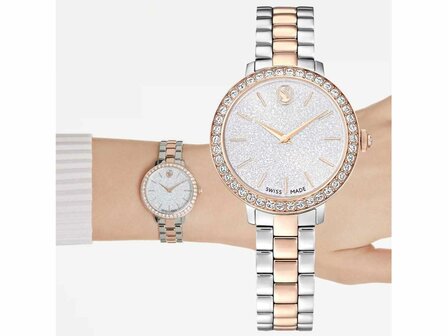 Damesuurwerk - Swarovski | Bicolorstaal